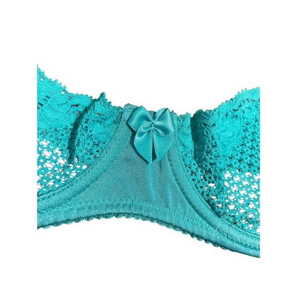 Timpa Duet Lace Underwire Sheer Demi Bra Style 16449 Blue 36C - Picture 3 of 4